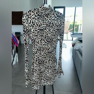 Leopard Print Long Sleeve Dress
